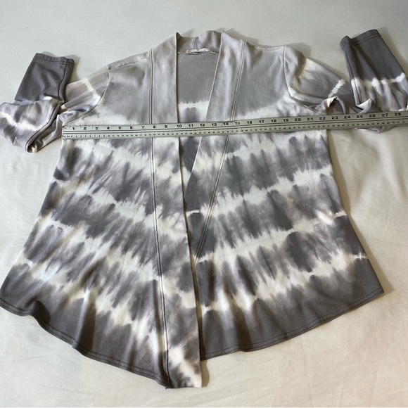 Produce Co. Tie Dye Open Cardigan Size Large Gray & White NY18P Made in USA - Picture 6 of 9